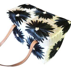 RARE Kate Spade “Cabo Holiday” Black and White Floral Raffia Basket Bag